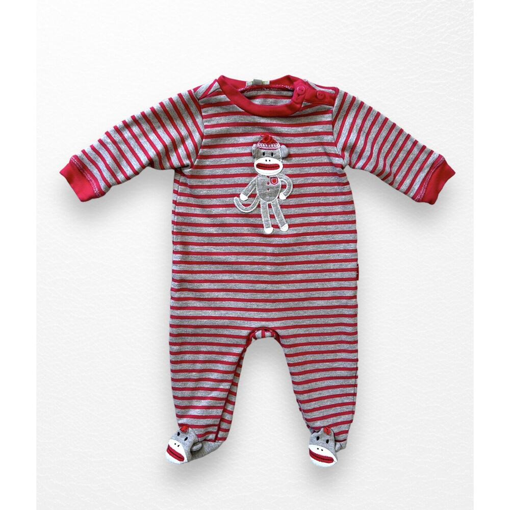 🌀Reduced!🌀 Le Top Sock Monkey Footed Sleeper, 6 Months